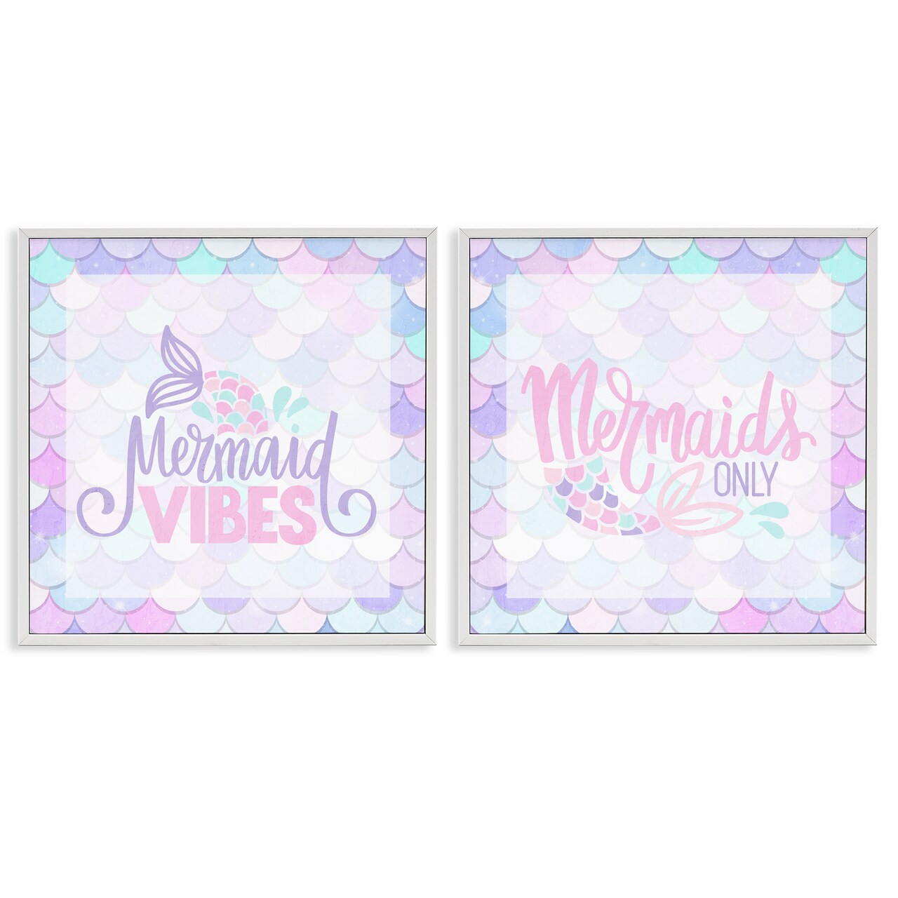 Stupell Industries Dreamy Mermaid Phrases with Scales 2pc Framed Giclee Set, design by Kim Allen